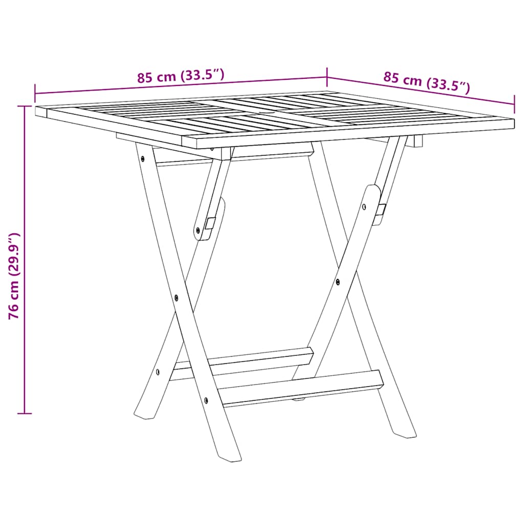 Folding Garden Table 85x85x76 cm Solid Teak Wood