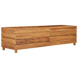 Raised Bed 150x40x38 cm Recycled Teak Wood and Steel - Front View