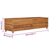 Raised Bed 150x40x38 cm Recycled Teak Wood and Steel - Low Angle