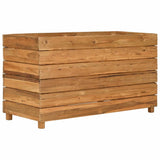 Raised Bed 100x40x55 cm Recycled Teak Wood and Steel - Front View