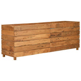 Raised Bed 150x40x55 cm Recycled Teak Wood and Steel - Front View
