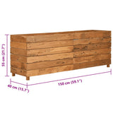 Raised Bed 150x40x55 cm Recycled Teak Wood and Steel - Low Angle
