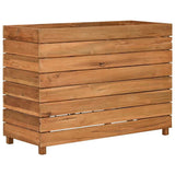 Raised Bed 100x40x72 cm Recycled Teak Wood and Steel - Front View