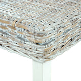 Bench 110 cm White Natural Kubu Rattan and Solid Mahogany Wood