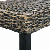 Bench 110 cm Black Natural Kubu Rattan and Solid Mahogany Wood - Top-Down View