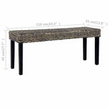 Bench 110 cm Black Natural Kubu Rattan and Solid Mahogany Wood