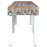 Bench 160 cm White Natural Kubu Rattan and Solid Mango Wood - Side View