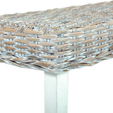 Bench 160 cm White Natural Kubu Rattan and Solid Mango Wood - 45-Degree Angle