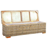 Storage Box 120 cm Kubu Rattan and Solid Mango Wood - Front View