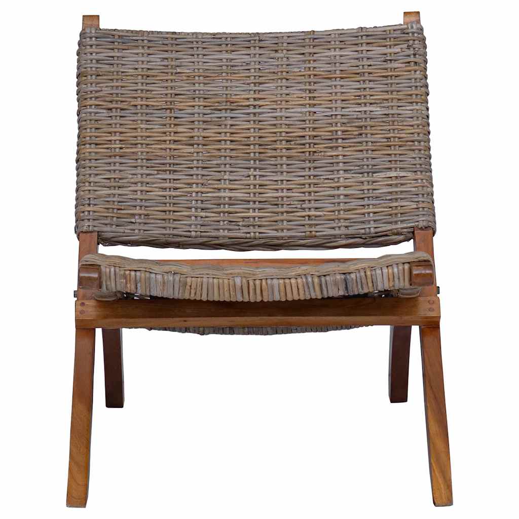 Relaxing Chair Natural Kubu Rattan and Solid Mahogany Wood