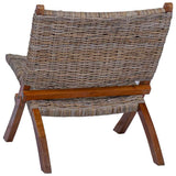 Relaxing Chair Natural Kubu Rattan and Solid Mahogany Wood