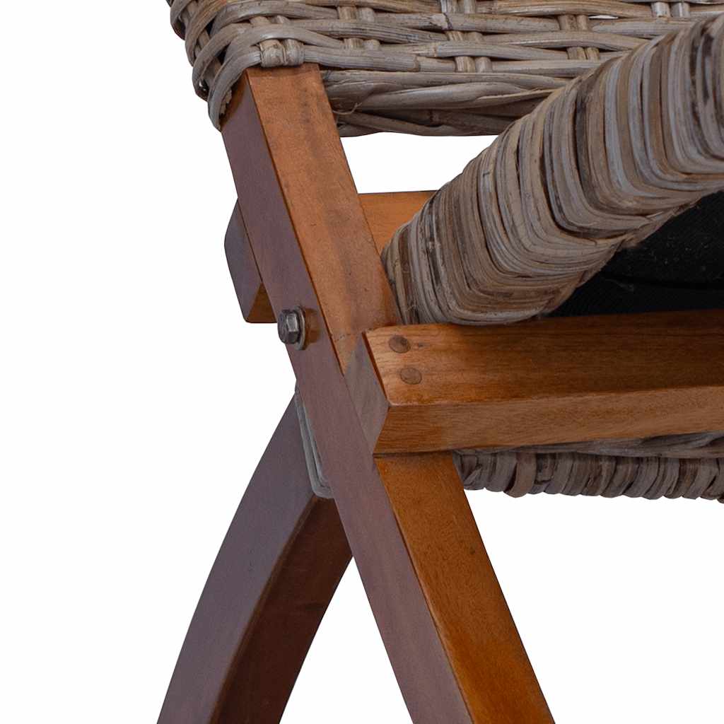 Relaxing Chair Natural Kubu Rattan and Solid Mahogany Wood