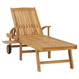 Sun Lounger with Table Solid Teak Wood - Side View