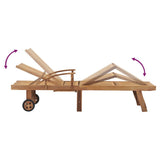 Sun Lounger with Table Solid Teak Wood