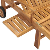 Sun Lounger with Table Solid Teak Wood - Close-Up Angle