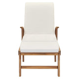 Sun Lounger with Cushion Solid Teak Wood Cream - Top-Down View