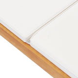 Sun Lounger with Cushion Solid Teak Wood Cream - Close-Up Angle