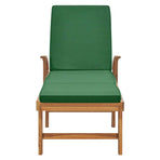 Sun Lounger with Cushion Solid Teak Wood Green