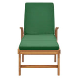 Sun Lounger with Cushion Solid Teak Wood Green - Top-Down View