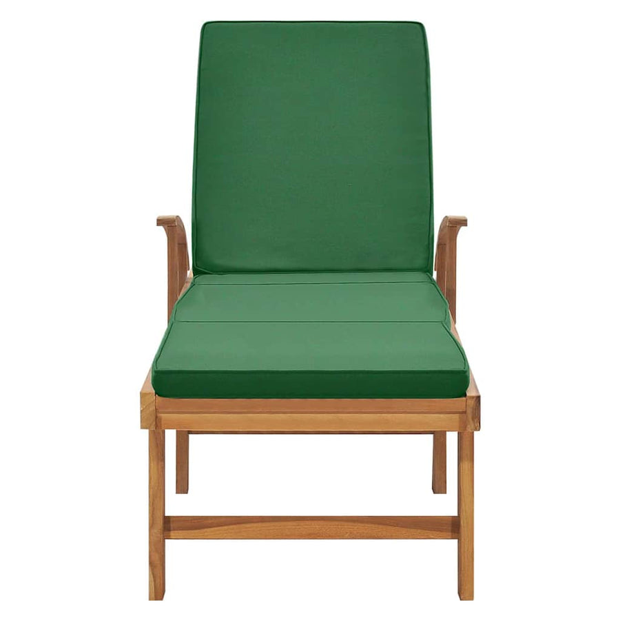 Sun Lounger with Cushion Solid Teak Wood Green