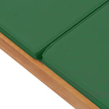 Sun Lounger with Cushion Solid Teak Wood Green - Low Angle
