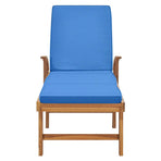 Sun Lounger with Cushion Solid Teak Wood Blue