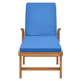 Sun Lounger with Cushion Solid Teak Wood Blue - Top-Down View
