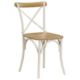 Cross Chairs 4 pcs White Solid Mango Wood - Front View