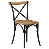 Cross Chairs 4 pcs Black Solid Mango Wood - Front View