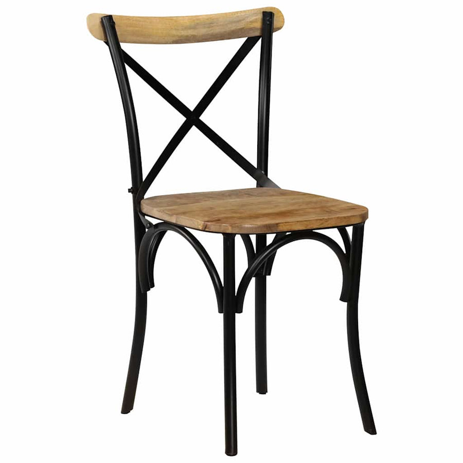 Cross Chairs 6 pcs Black Solid Mango Wood