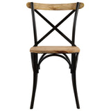 Cross Chairs 6 pcs Black Solid Mango Wood - Rear View