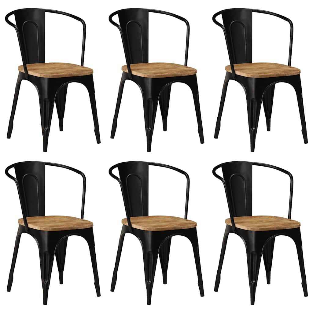 Dining Chairs 6 pcs Black Solid Mango Wood