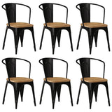 Dining Chairs 6 pcs Black Solid Mango Wood