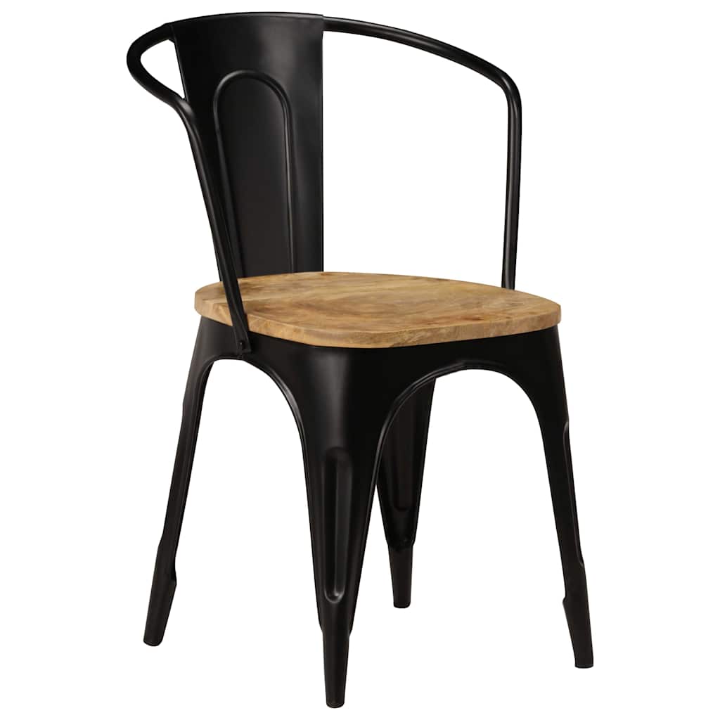 Dining Chairs 6 pcs Black Solid Mango Wood