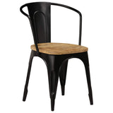 Dining Chairs 6 pcs Black Solid Mango Wood - Side View