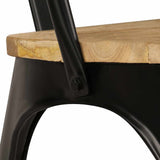Dining Chairs 6 pcs Black Solid Mango Wood - Rear View