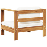 Garden Chair with Cushion Cream Solid Acacia Wood - 45-Degree Angle