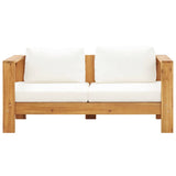 Garden Sofa with Cushion 140 cm Solid Acacia Wood Cream White - Side View