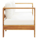 Garden Sofa with Cushion 140 cm Solid Acacia Wood Cream White - Top-Down View
