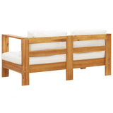 Garden Sofa with Cushion 140 cm Solid Acacia Wood Cream White