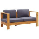 Garden Sofa Bench with Cushions 140 cm Solid Acacia Wood Grey - Front View