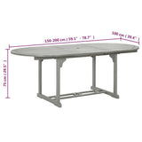 Garden Table Grey 200x100x75 cm Solid Acacia Wood - Close-Up Angle