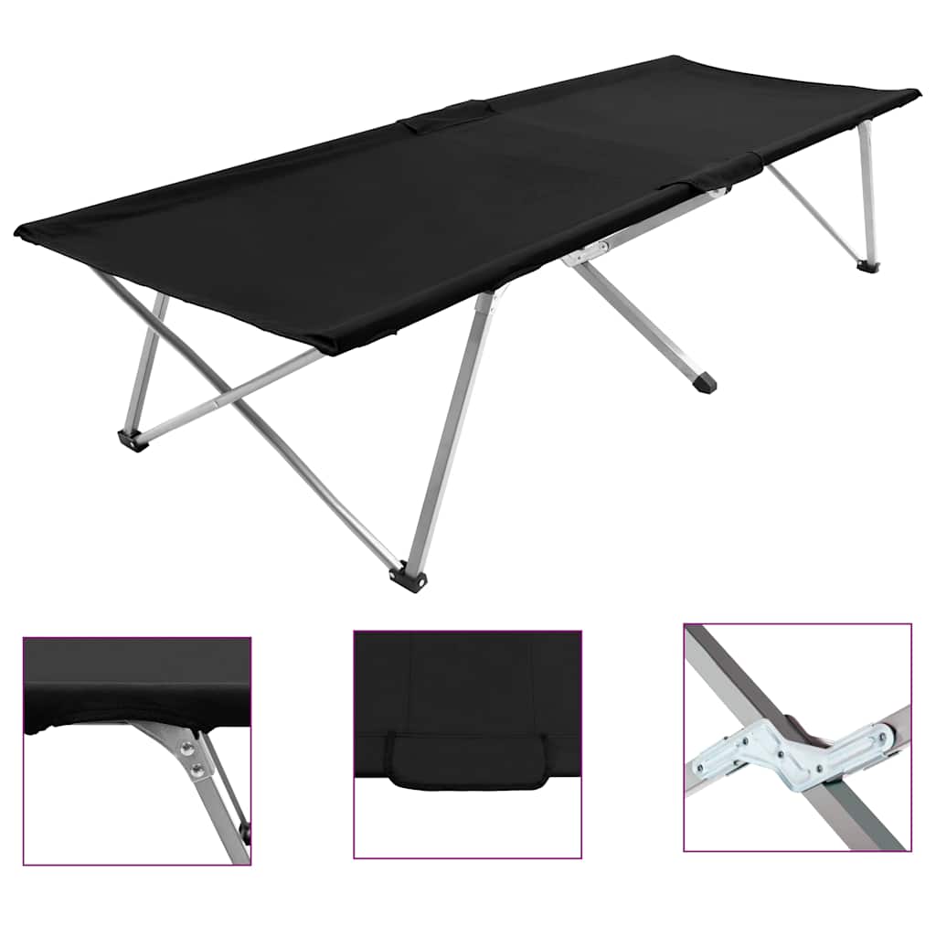 Camping Bed 206x75x45 cm XXL Black