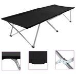 Camping Bed 206x75x45 cm XXL Black