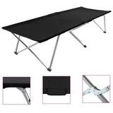 Camping Bed 206x75x45 cm XXL Black - Top-Down View