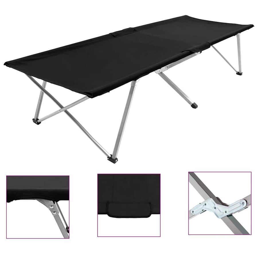 Camping Bed 206x75x45 cm XXL Black