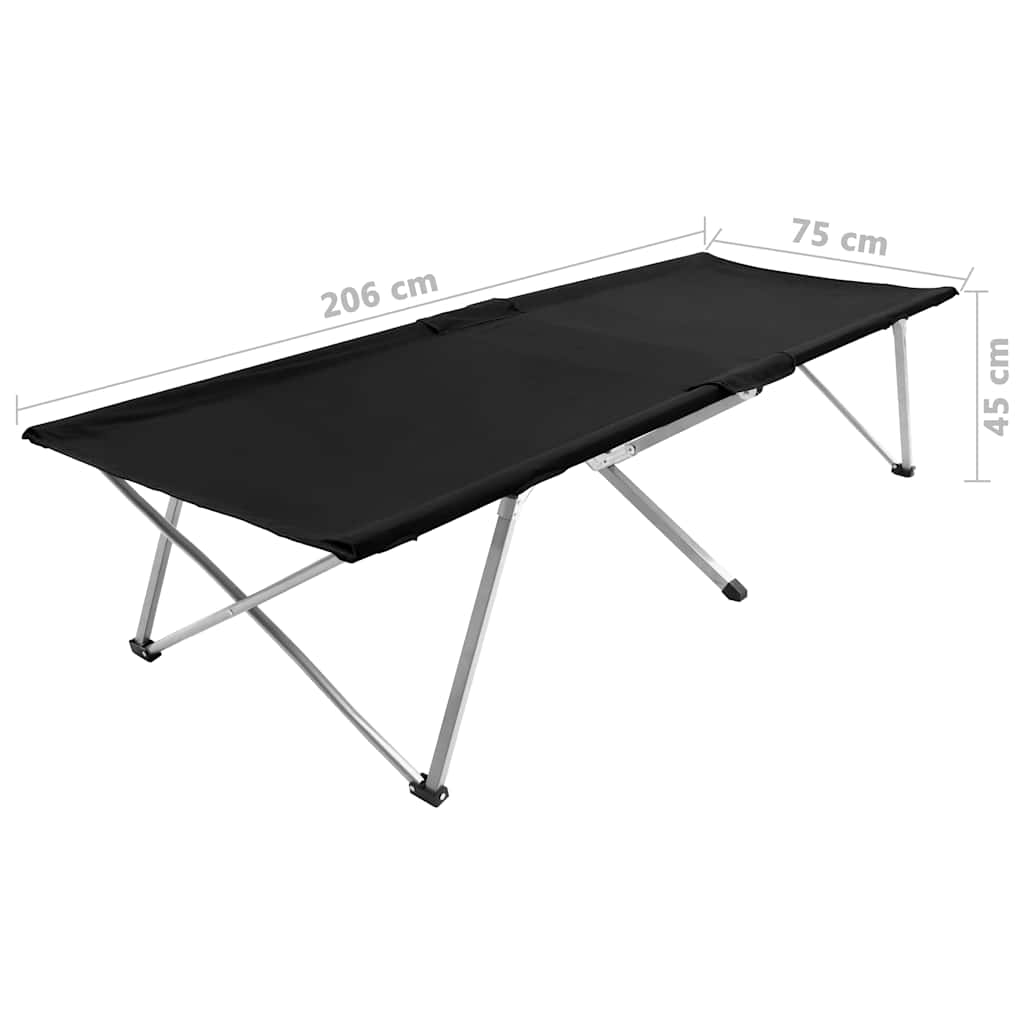 Camping Bed 206x75x45 cm XXL Black