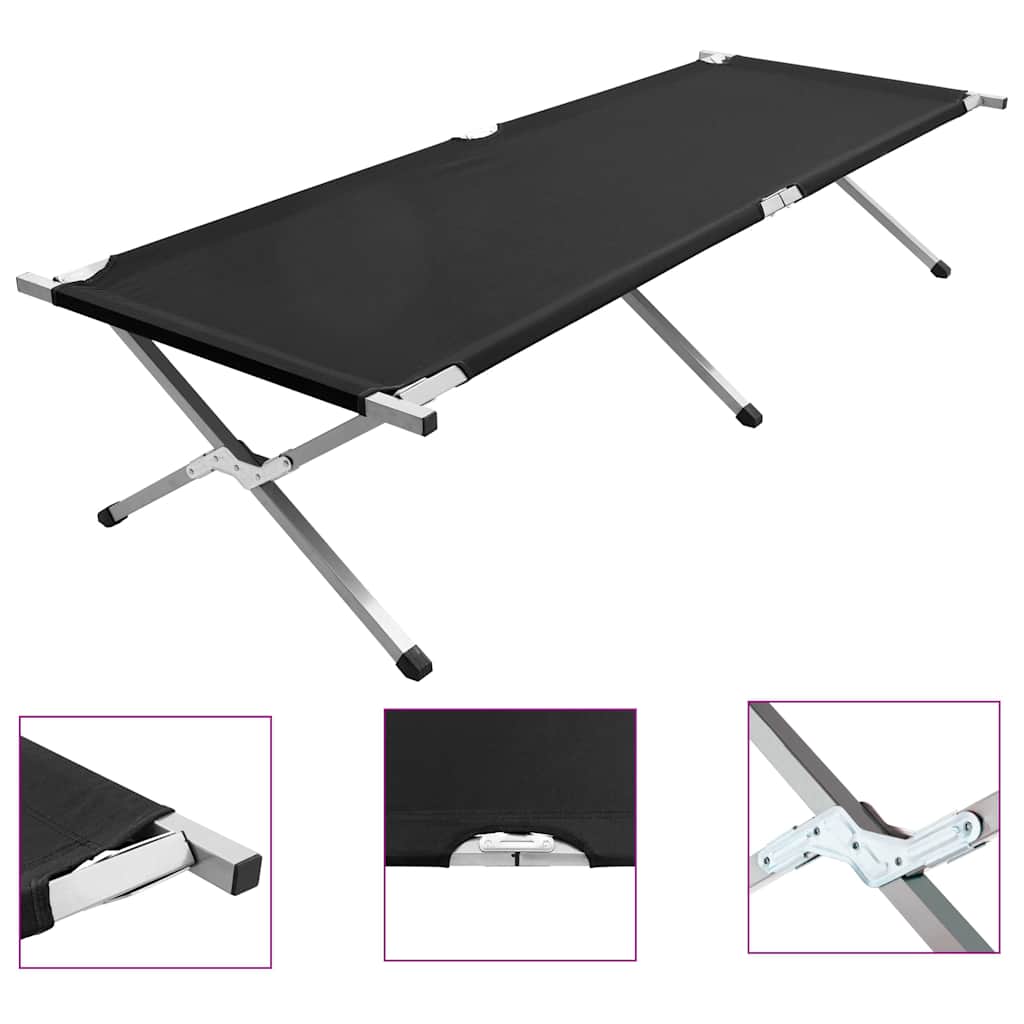 Camping Bed 210x80x48 cm XXL Black