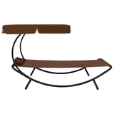 Outdoor Lounge Bed with Canopy & Pillow Brown - Front View