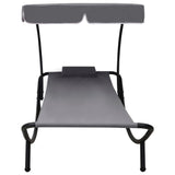 Outdoor Lounge Bed with Canopy & Pillow Grey - Side View